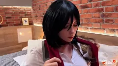Odtwórz Szorstka jazda Eren Yeagera: Mikasa bierze podwójny wytrysk w Cowgirl i Doggystyle